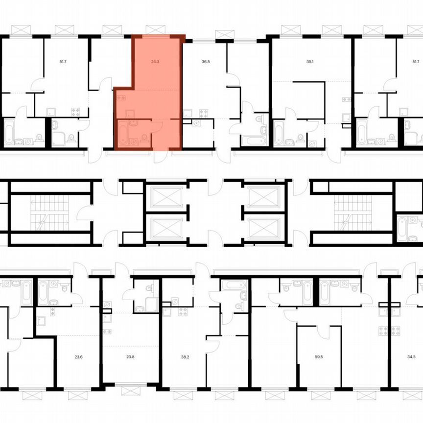 Квартира-студия, 24,3 м², 12/25 эт.