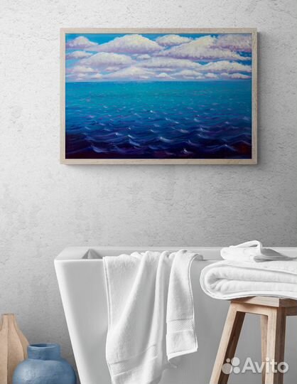 Картина маслом Море Волны Облака