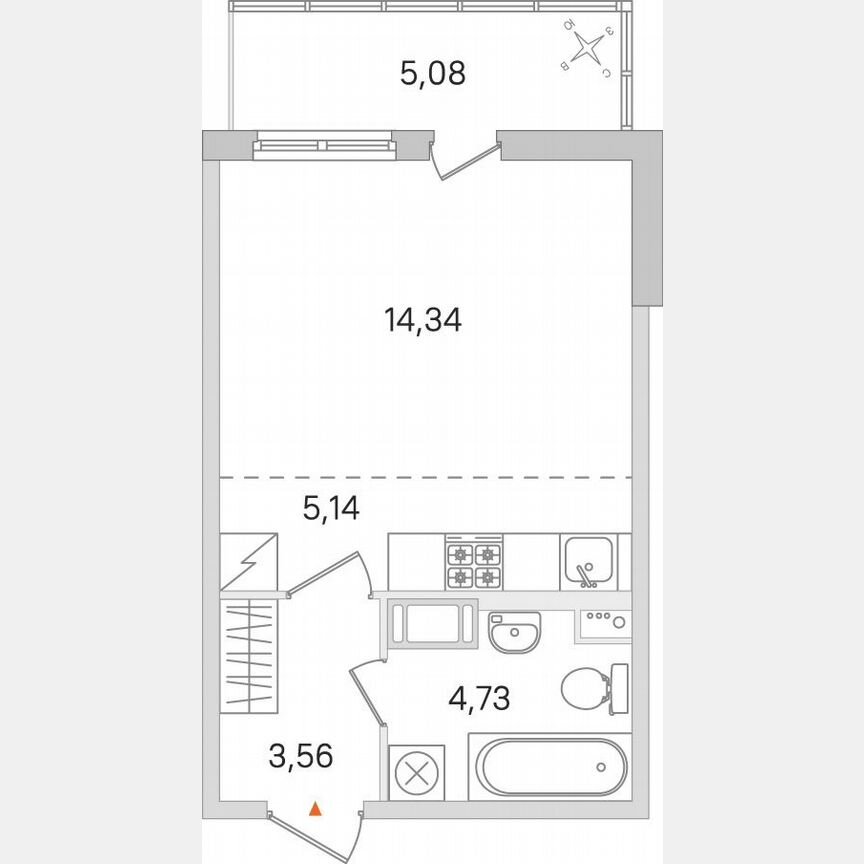 Квартира-студия, 29,3 м², 5/8 эт.