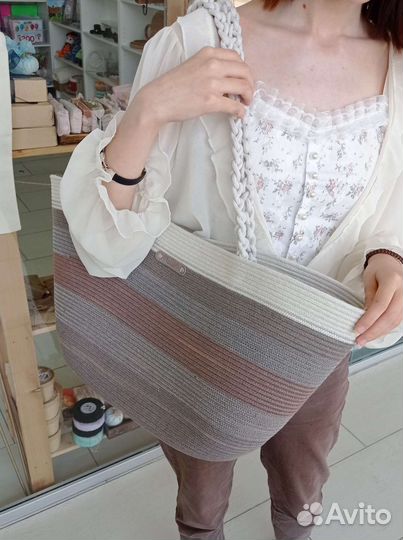 Cумка большая пляжная из хлопкового шнура