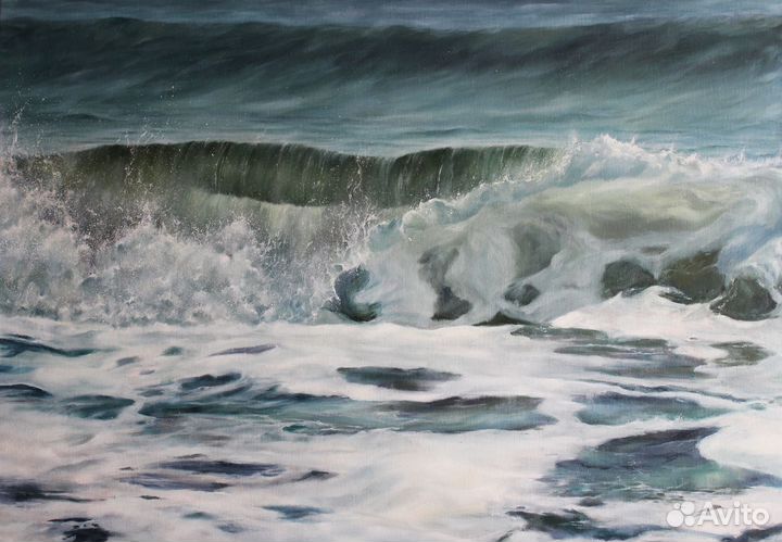 Картина маслом волны море