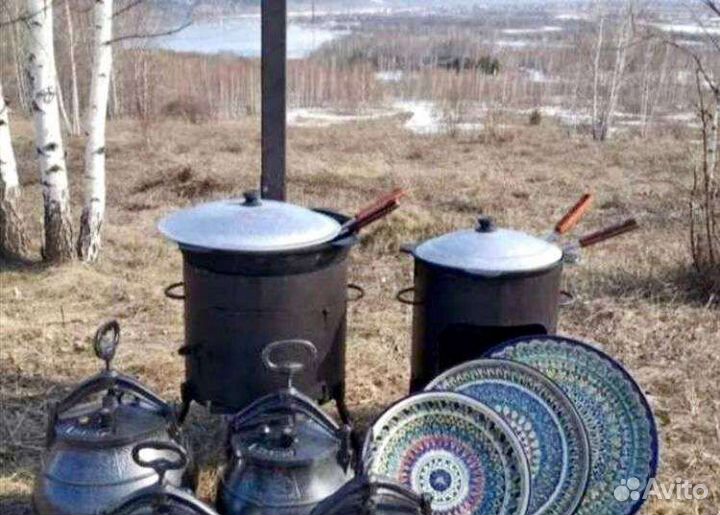 Казан чугунный+печь