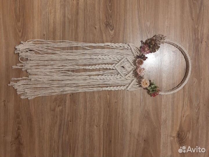 Венок настенное украшение ручная работа макраме