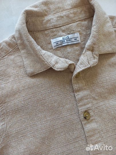 Бежевая рубашка на мальчика 116