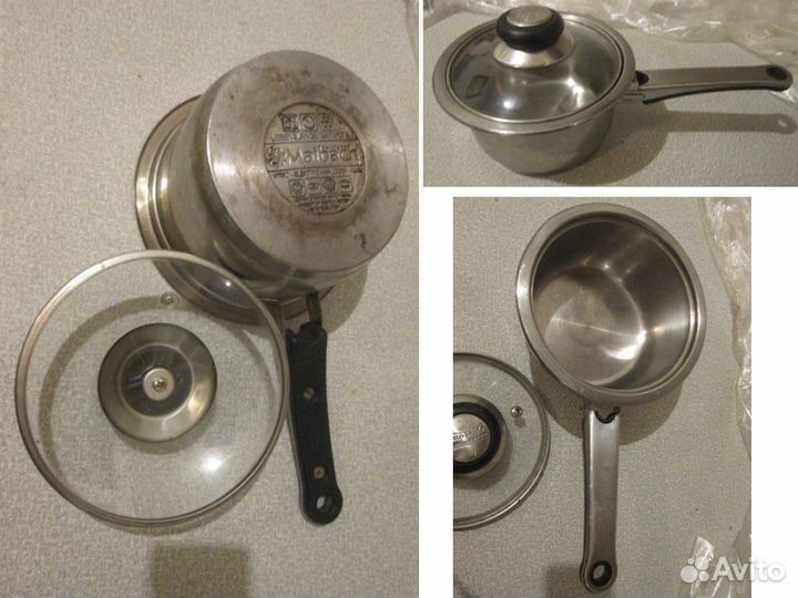 Кастрюли, таз и крышки для кастрюль