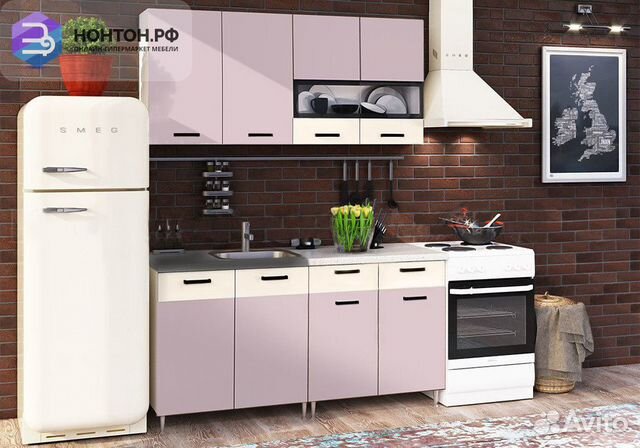 Кухня Рио 1.6 м розовый / бежевый