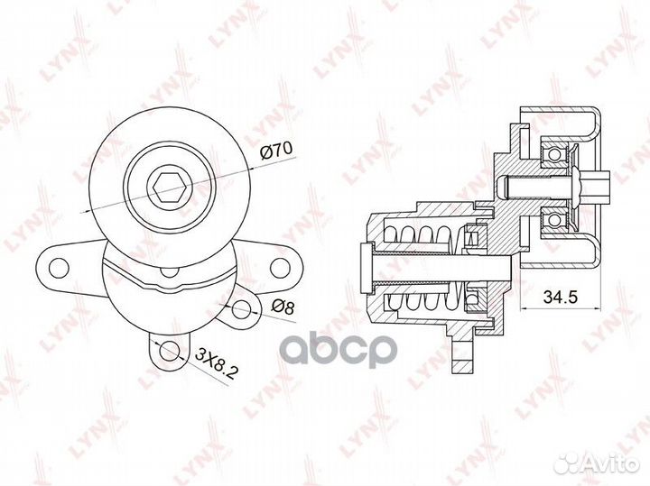 Натяжитель поликл. ремня с роликом PT-3028 lynx