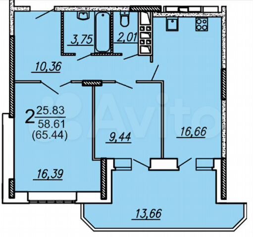 2-к. квартира, 65,5 м², 8/17 эт.