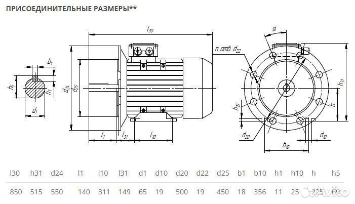 Электродвигатель аир 225М8 (30кВт-750об) новый