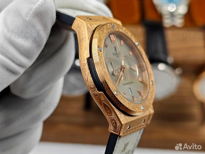 Hublot Gold 40mm Гравировки мужские часы кварцевые