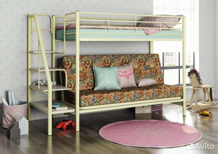 Металлическая кровать с диваном 120 см