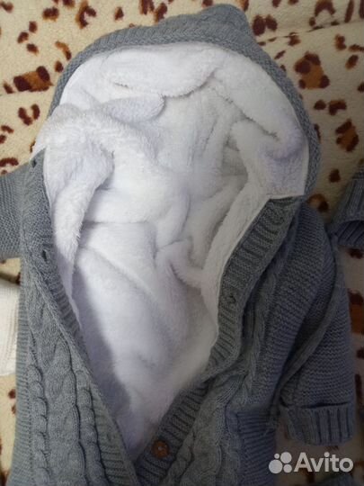 Вязаный комбинезон и одеяло на меху