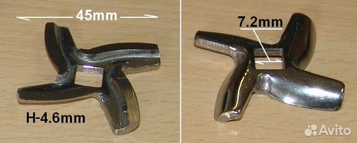 Нож для мясорубки moulinex-квадрат (посадка 7.5mm