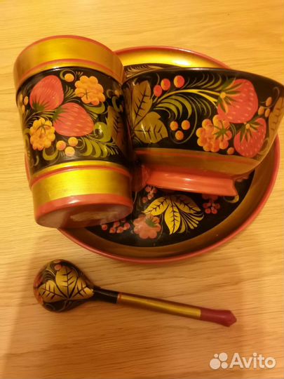 Набор посуды Хохлома, дерево