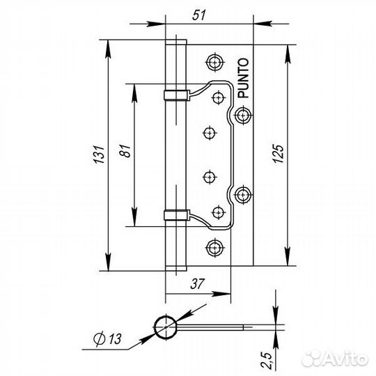 Петля IN5200W CP (200-2B 125x2,5) хром