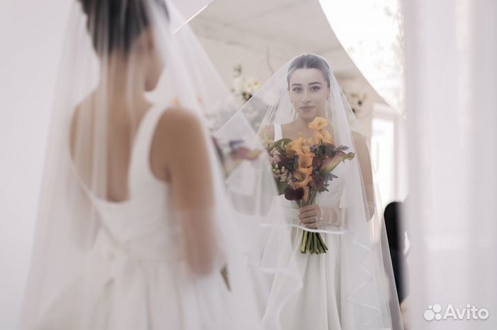 Свадебное платье атлас romanova atelier