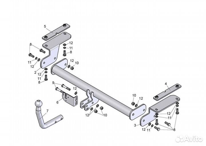 Фаркоп на Nissan Teana J32, с 2008 г.в. Новый