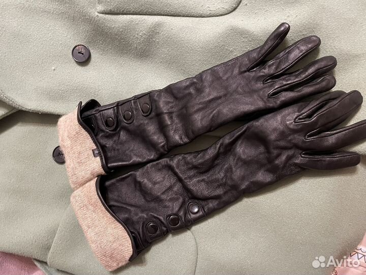Перчатки женские кожаные зимние