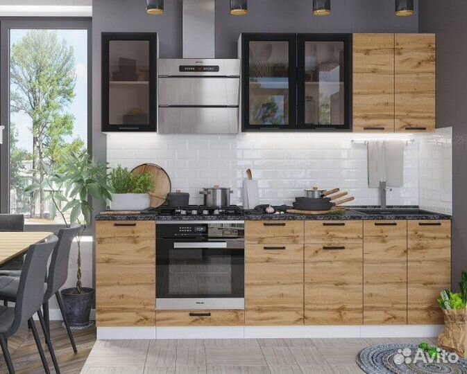 Кухня Дакота (Пасадена) 2,4м, вотан/бетон графит