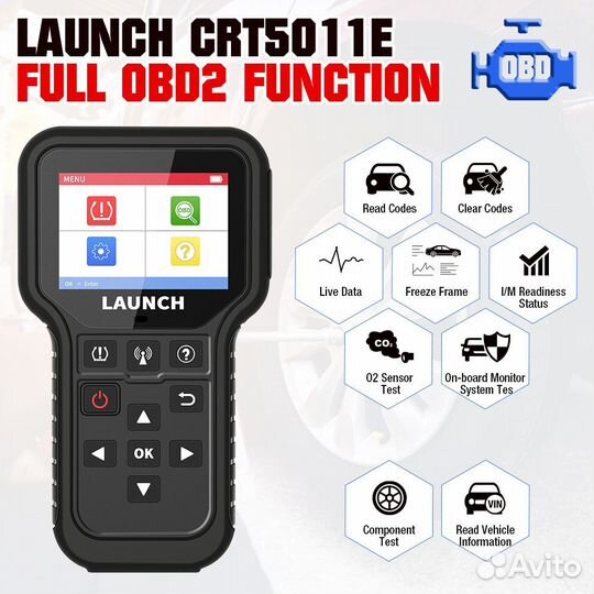 Launch tpms CRT 5011 E + OBD2 сканер 315 / 433 мгц