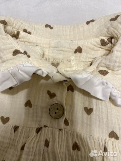 Детское муслиновое платье с сердечками 80р