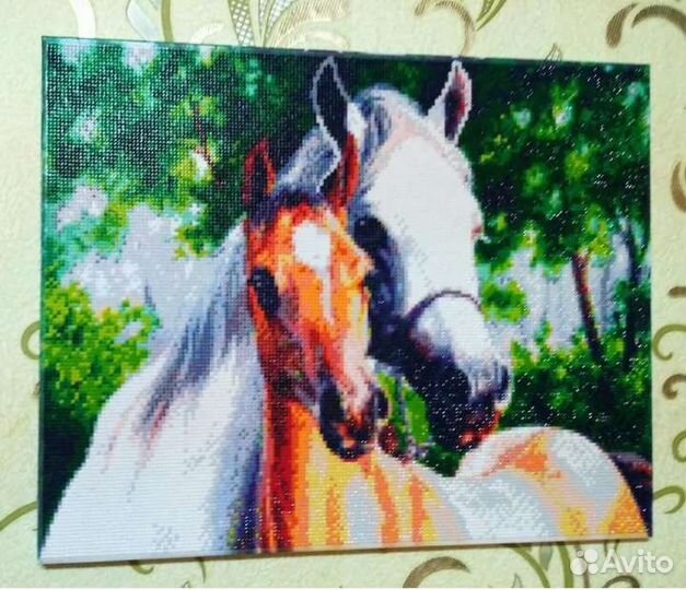 Алмазная мозаика на подрамнике 40*50 Лошади