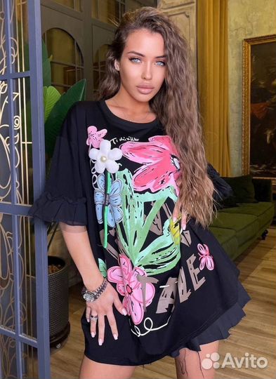 Футболка дизайнерская с ярким принтом Корея