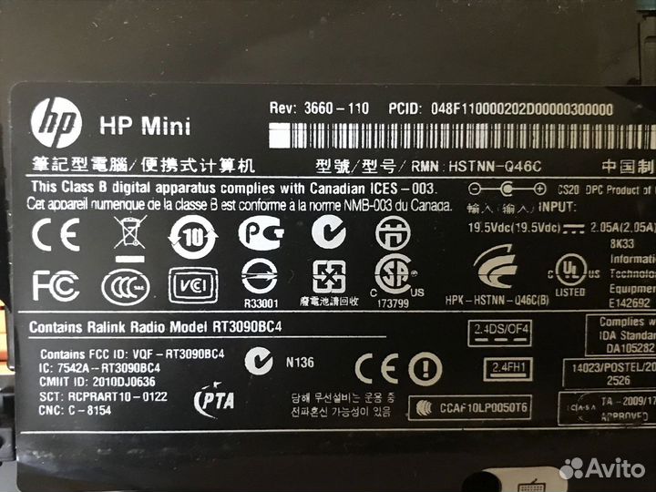 HP Mini RT3090BC4 в разбор