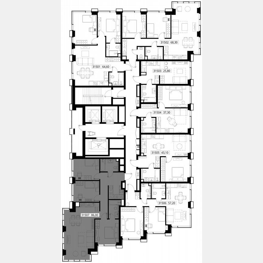 3-к. квартира, 86 м², 15/28 эт.