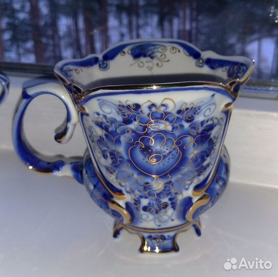 Чайный набор гжель с золотом
