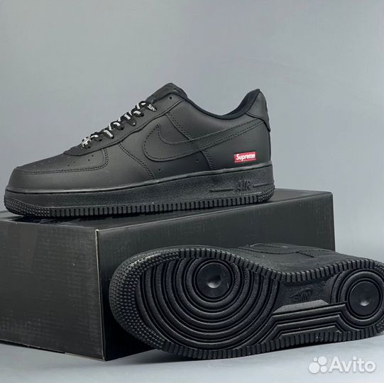 Кроссовки Nike Air Force 1 Черные Supreme