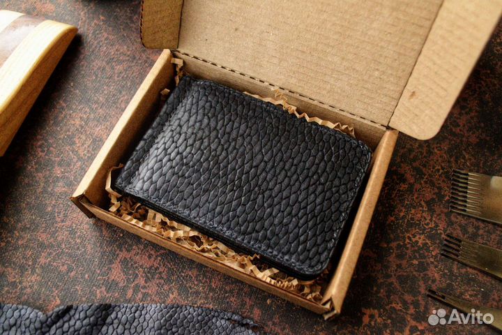 Зажим для денег из кожи бобра подарок