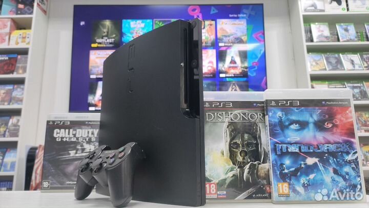 PS3 + 2 геймпада + игры