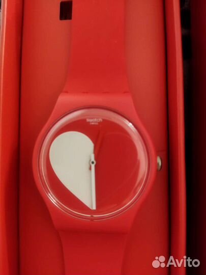 Часы Swatch half 3 white so29z112 красные
