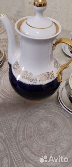 Сервиз кофейный фарфор, кобальт, Полонский, СССР