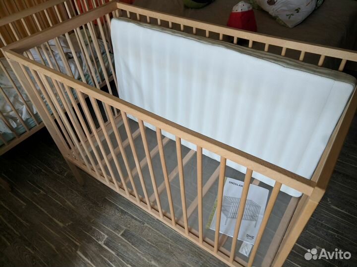 Детская кроватка из бука IKEA + пружинный матрас