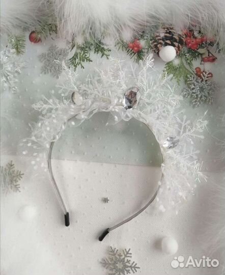 Ободок Снежинки корона новогодняя для девочек