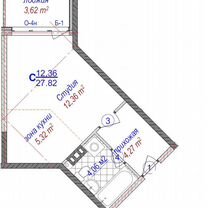 Апартаменты-студия, 27,8 м², 3/9 эт.