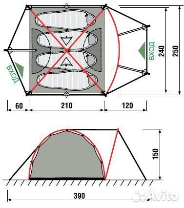Аренда палатки 4х местной