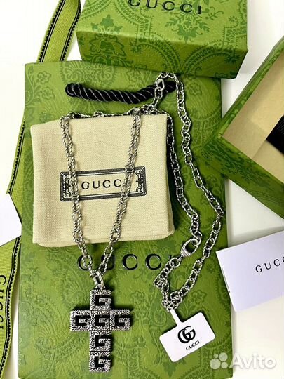 Колье крест Гуччи Gucci Cube