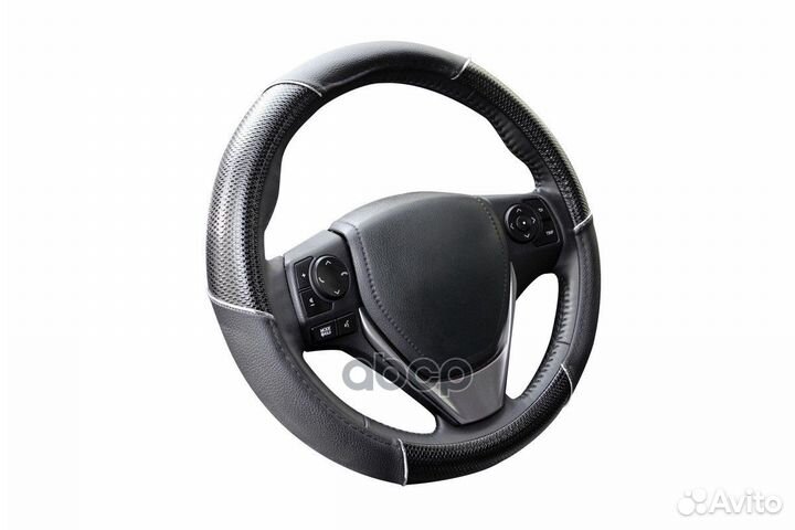 Оплетка, иск. кожа, черная/принт, 38 см / M KRA