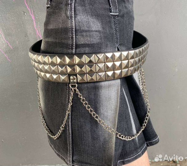 Ремень y2k с заклёпками и цепями