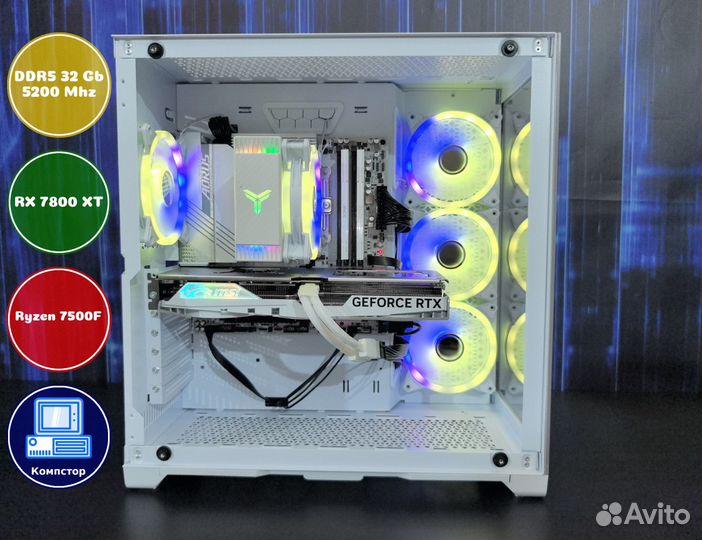 Сборка мощного пк AMD7500F-RX7800XT-32DDR5-WSY-A620
