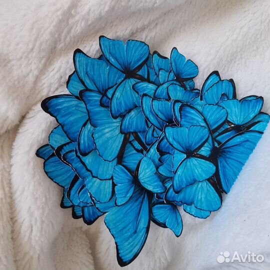 Синие Голубые бабочки для букетов 60шт вырезанные