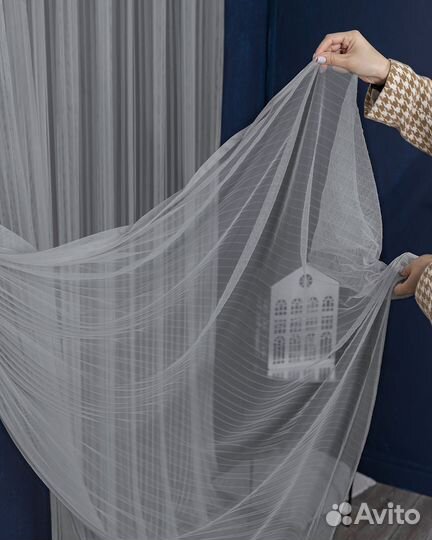 Тюль Плиссе Серый
