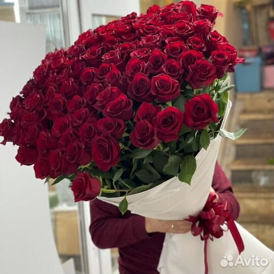 Метровые розы букет цветов 140 см, 150 см, 160 см