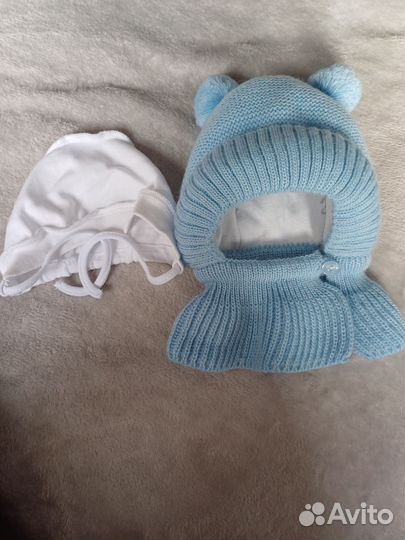 Зимняя шапка шлем Журавлик +, чепчик