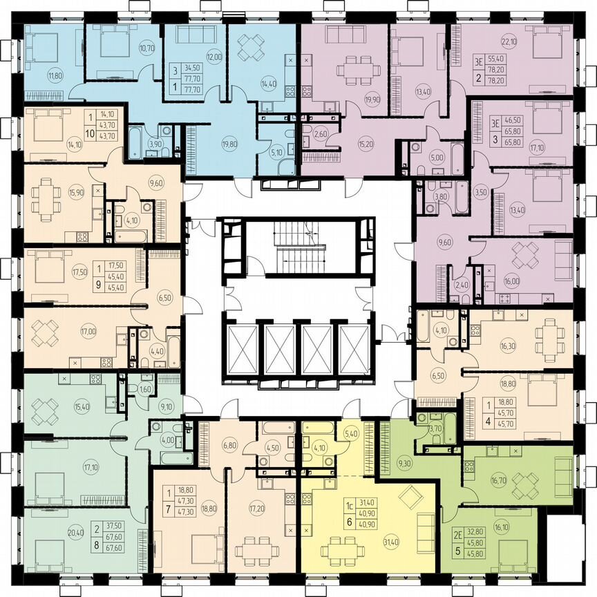 2-к. квартира, 67,6 м², 22/28 эт.