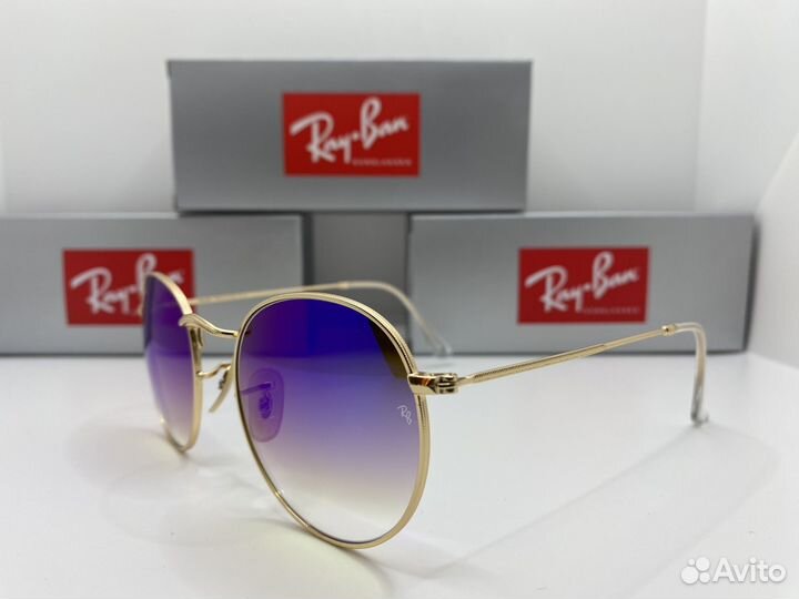 Очки Ray ban round metal круглые 3447 синие стекло