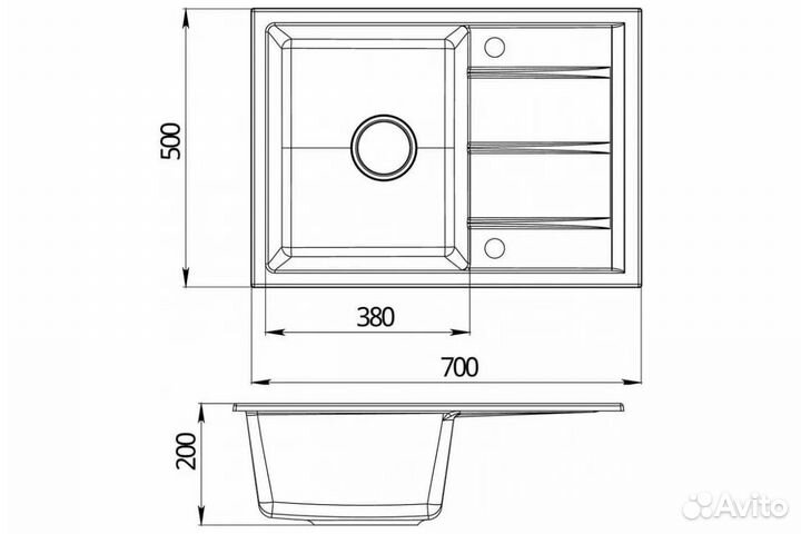 Кухонная мойка Emar EMQ-1700.Q Оникс